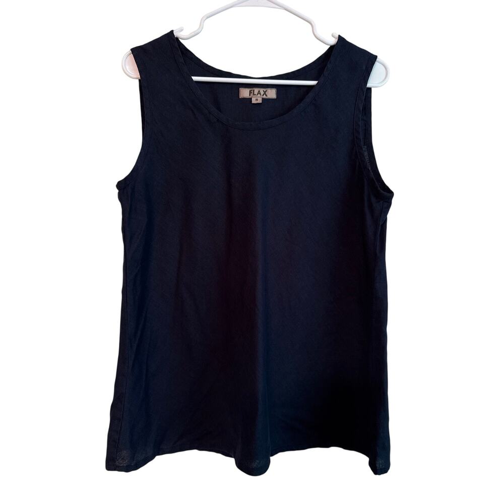 FLAX 100% Linen Tank Top Dark Navy Small Lagenlook Natural Fiber Sleeveless